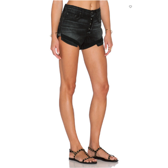 Rag & Bone Marilyn Fly Short Black Exposed Button Shorts Size 25 Revolve - Picture 2 of 9